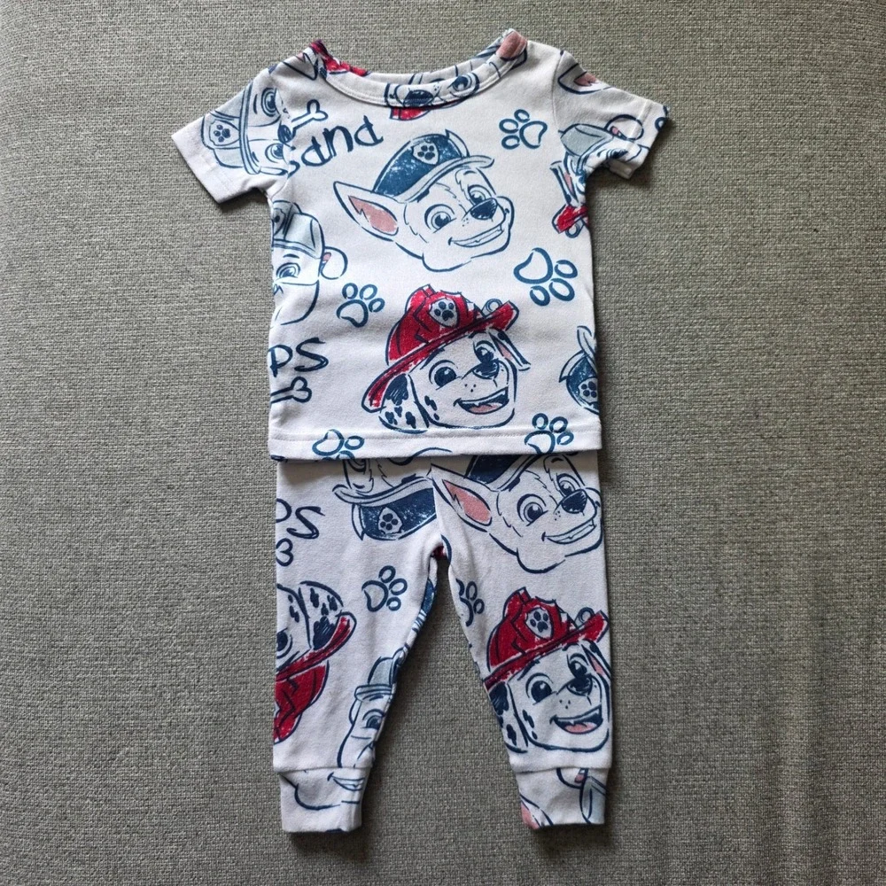Paw Patrol‎ Marshall Chase Pajama Set 12M White Blue Red Snug Fit 2 Piece PJ
